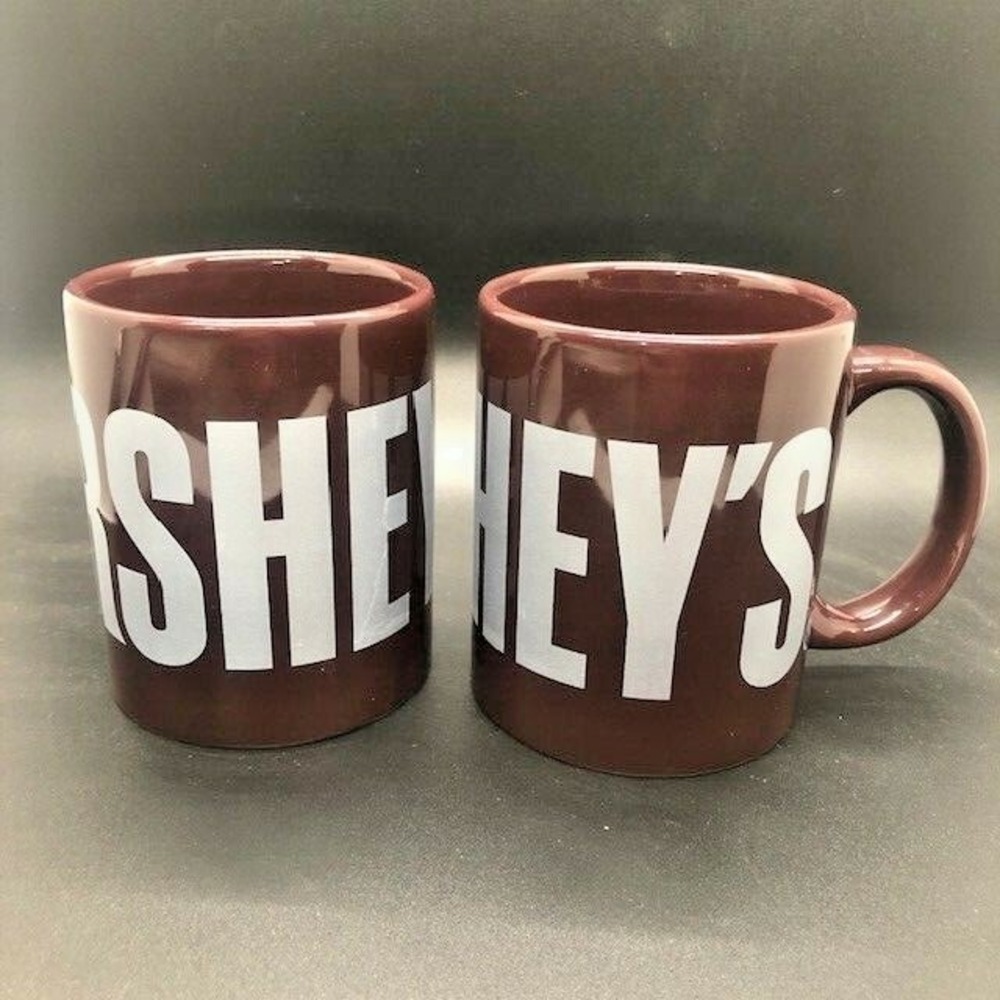 Lot (2) Vintage Hershey's Chocolate Coffee Cup Dark Brown Mug Since 1894 Galerie